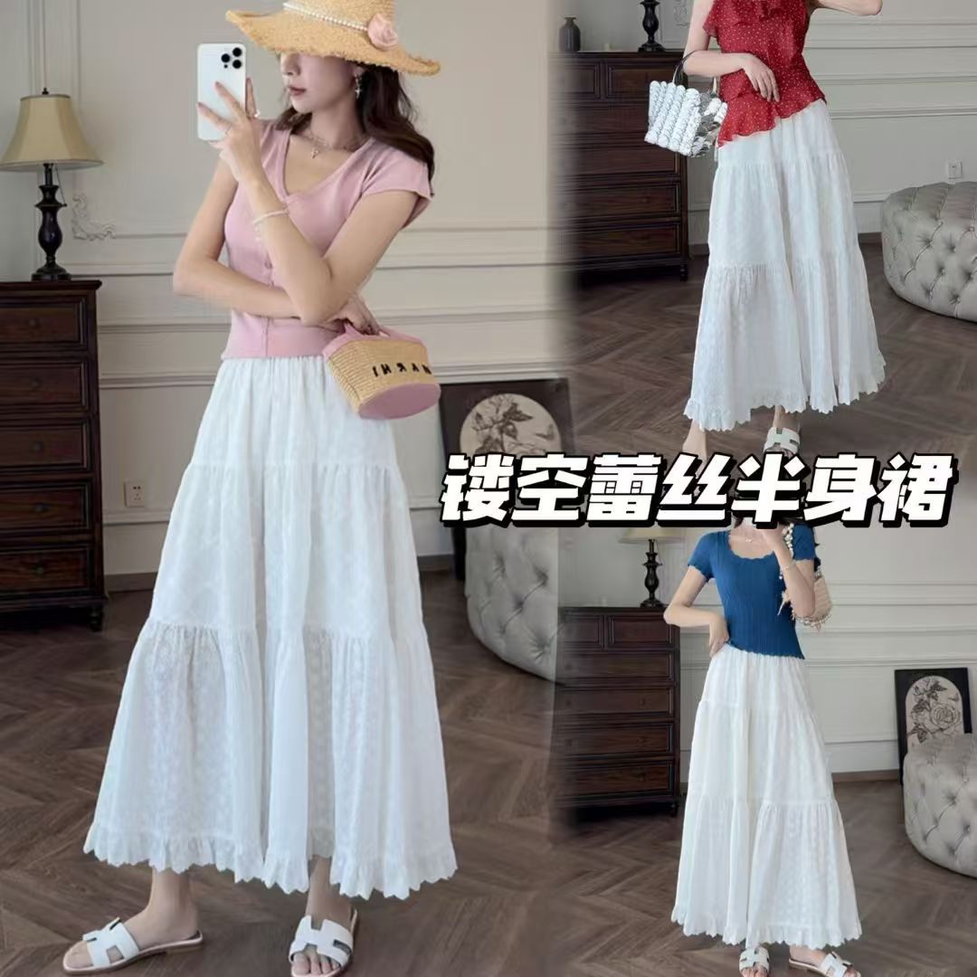 Lace summer fitted comfortable breathable white skirt