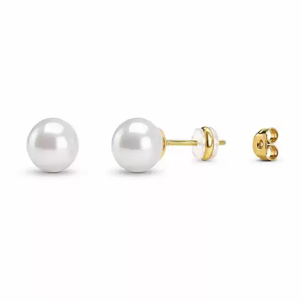 18K Gold-Plated S925 Sterling Silver Needle Aaa+ Quality Pink Freshwater Cultured Pearl Earrings
