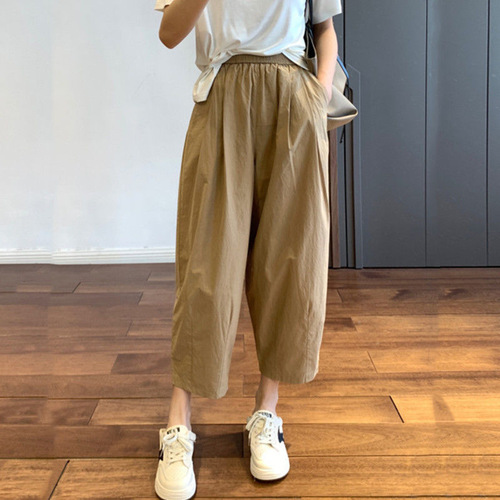 Art Deco Retro Petite Turnip Leggings for Women 2025 Summer Stretch Waist Slip-On Pants Loose Nine-Tenths Father Pants