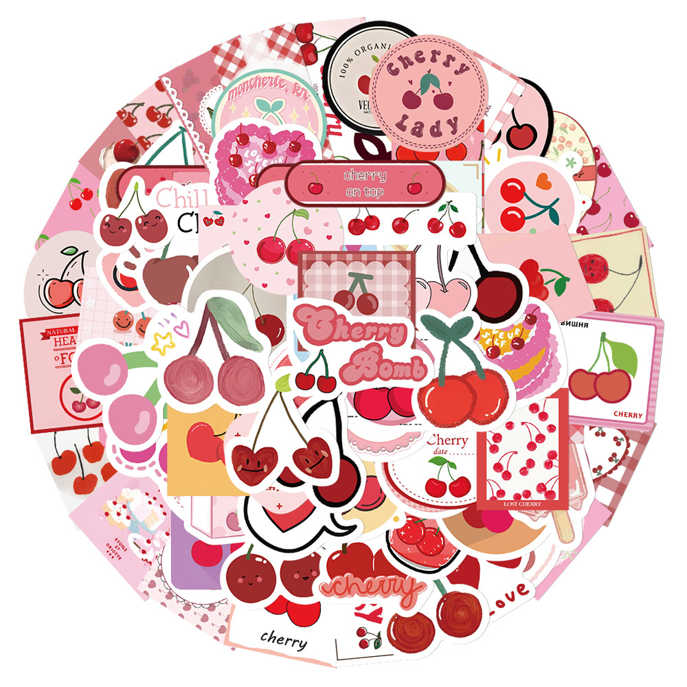 Peach, Cherry Pattern 1 Set Peach Cherry School PVC Cute Stickers