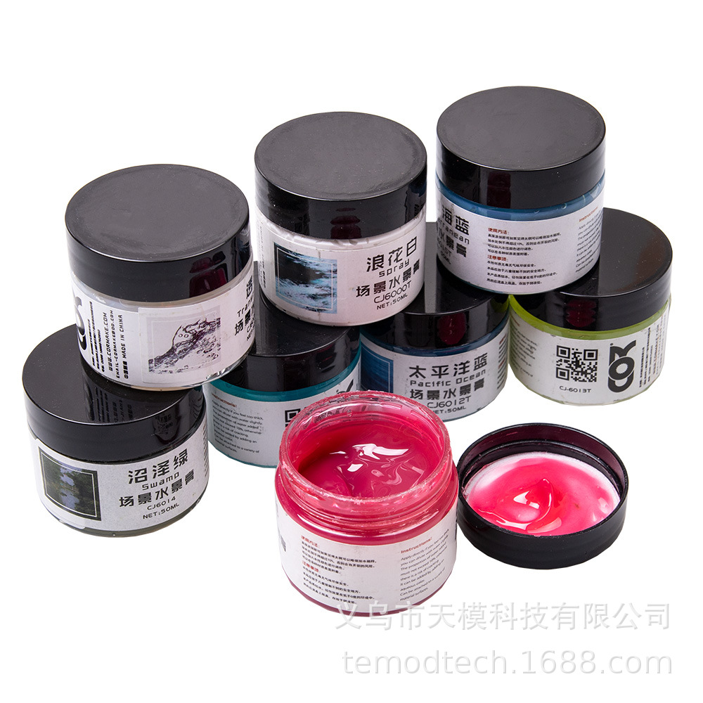 Temod 50ml Water Scenery Paste Sand Table Building Materials Ocean Lake Water Landscaping to Create Sea Wave Effects