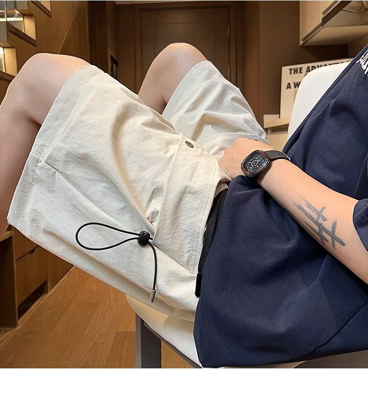 Men's Summer Cargo Shorts Trendy High Street Style Large Pockets Sporty High End Casual Five Point Pants_viptrois.com