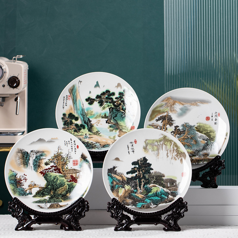 (2개) 공예 BOGU 인치 사무실 산 스트림 봄 운율 JINGDEZHEN 세라믹 도자기 10 장식품 사무실 장식 세라믹 교수형