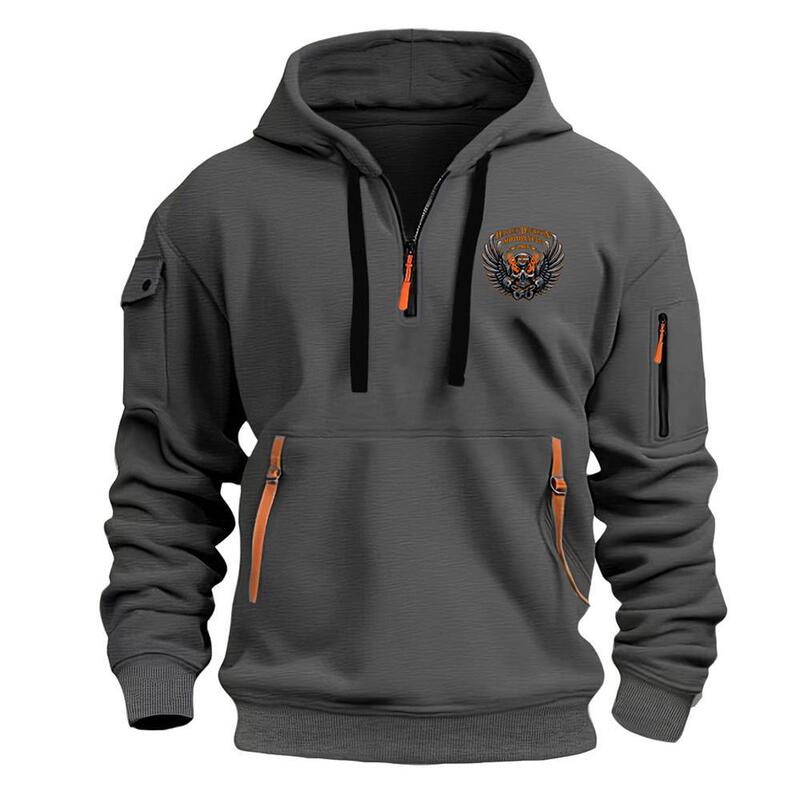 Single Logo [Dark Gray] Men's Half-Zip Sweatshirt