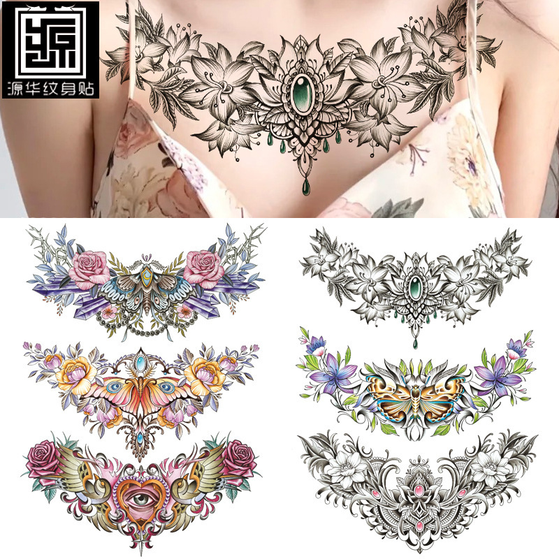 Three-sided Buddha chest stickers Guanyin Lotus big picture durable factory spot wholesale shoulder dragon tattoo stickers
