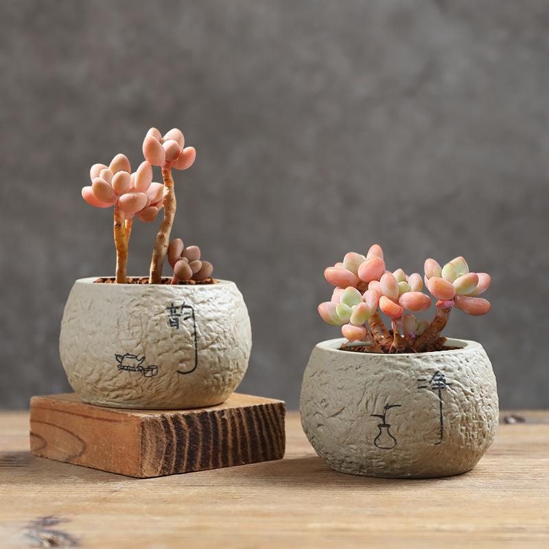 Zen imitation stone large caliber fleshy flowerpot ceramic breathable stoneware thumb basin factory direct wholesale Zen imitation stone large caliber fleshy flowerpot ceramic breathable stoneware thumb basin factory direct wholesale
