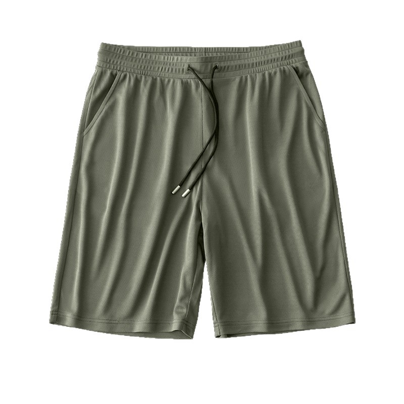 [Cross-Border Export] Men's Summer Mesh Ice Silk Shorts Quick-Drying Thin Elastic Cord Sports Loose Five-Point