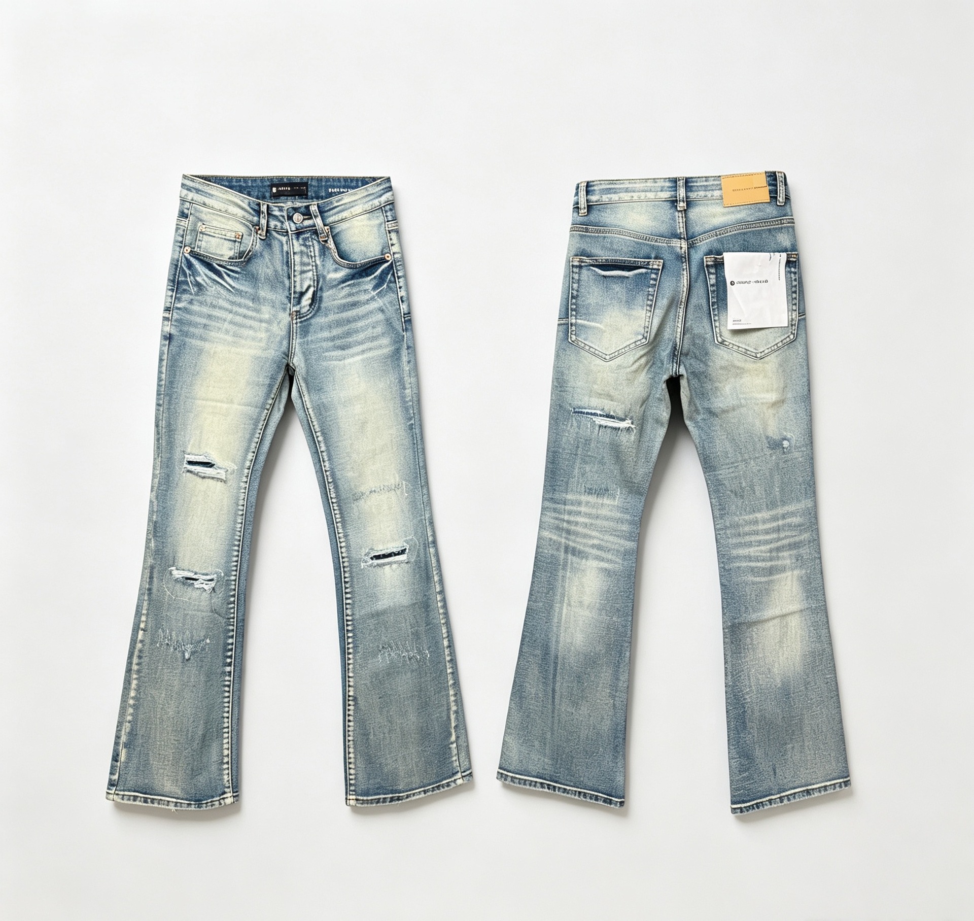 Purple Brand Jeans Distressed Flared Blue