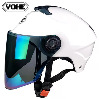 369 Helmet Summer Men: Motosiklet kaskı (dəbilqə) - white-with-colored-lenses-not-3c-free-size-54-60cm