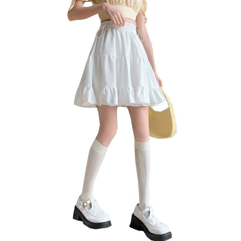 Summer fitted pleated skirt for pregnant, high waist, A-line