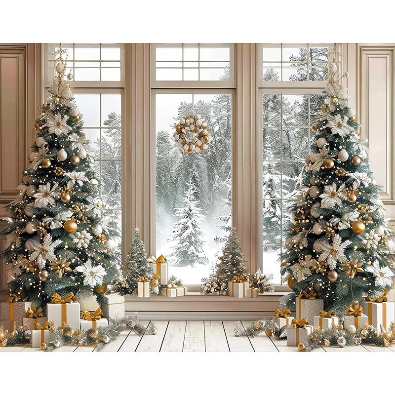 Tela de fondo de estudio de Navidad Actividades de Navidad Decoración de fiesta Tela de pared de fondo Escena de nieve de Navidad Tela colgante de fondo de foto