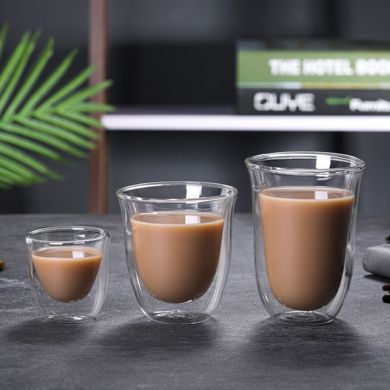 Casual Heat-Resistant Espresso Latte Cup Household Double-Layer Insulated Cup Small Tea Drinking Breakfast Borosilicate Glass Cup Casual Heat-Resistant Espresso Latte Cup Household Double-Layer Insulated Cup Small Tea Drinking Breakfast Borosilicate Glass Cup