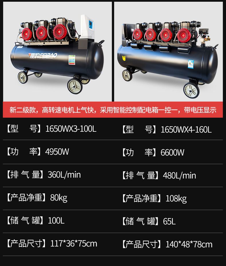 Feibao Home Decoration Small Air Compressor Oil-Free Silent Air Pump High Pressure Woodworking Paint Air Compressor 220V Dental
