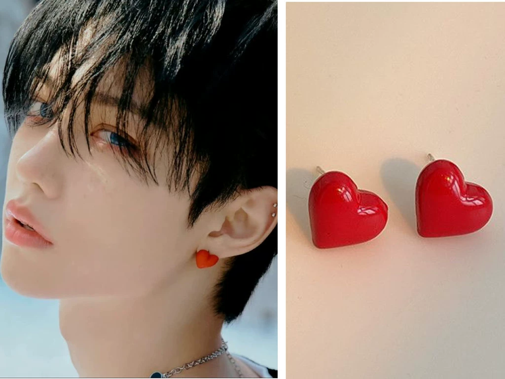 Пара сережек Fang Can Chan Li Longfu Felix Red Love, декоративные серьги, персональные серьги, индивидуальные серьги