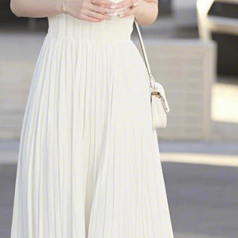 2025春の新しいスタイルのセレブのライトラグジュアリーハイエンドハイエンド絶妙な優しいスタイルの白いノースリーブドレス|undefined
