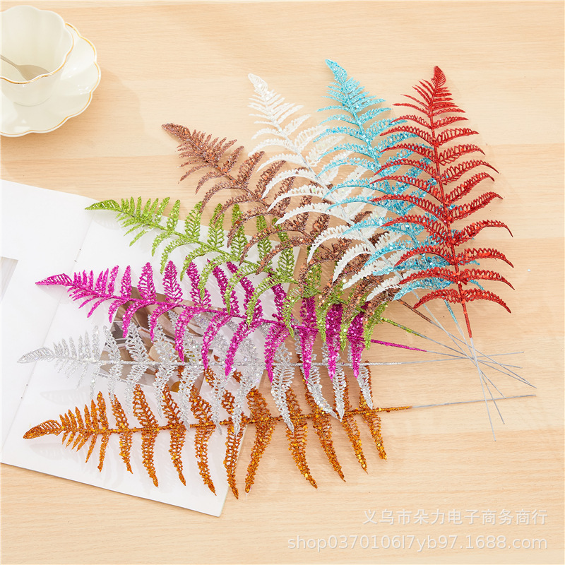 Cross -border Christmas decoration flash powder hollow Persian leaf…