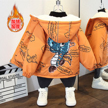 男童加绒外套秋冬款2025新款儿童夹棉棒球服男孩夹克宝宝加厚棉衣