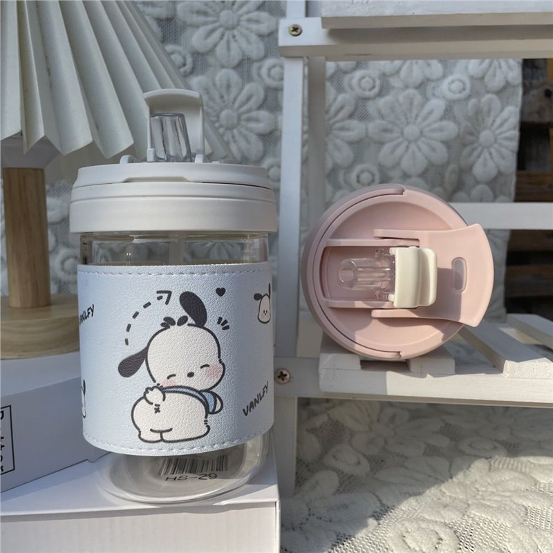 PACHA DOG GLASS WATER CUP INS 고온 폭발 방지 간단한 틈새 귀여운 인터넷 연예인 뜨거운 학생 한국식 워터 컵
