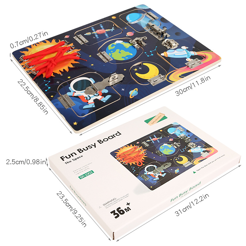 CE niños transfronterizos Montessori osito ocupado accesorios de tablero madera Montessori desbloqueo de pared juguetes educativos de educación temprana