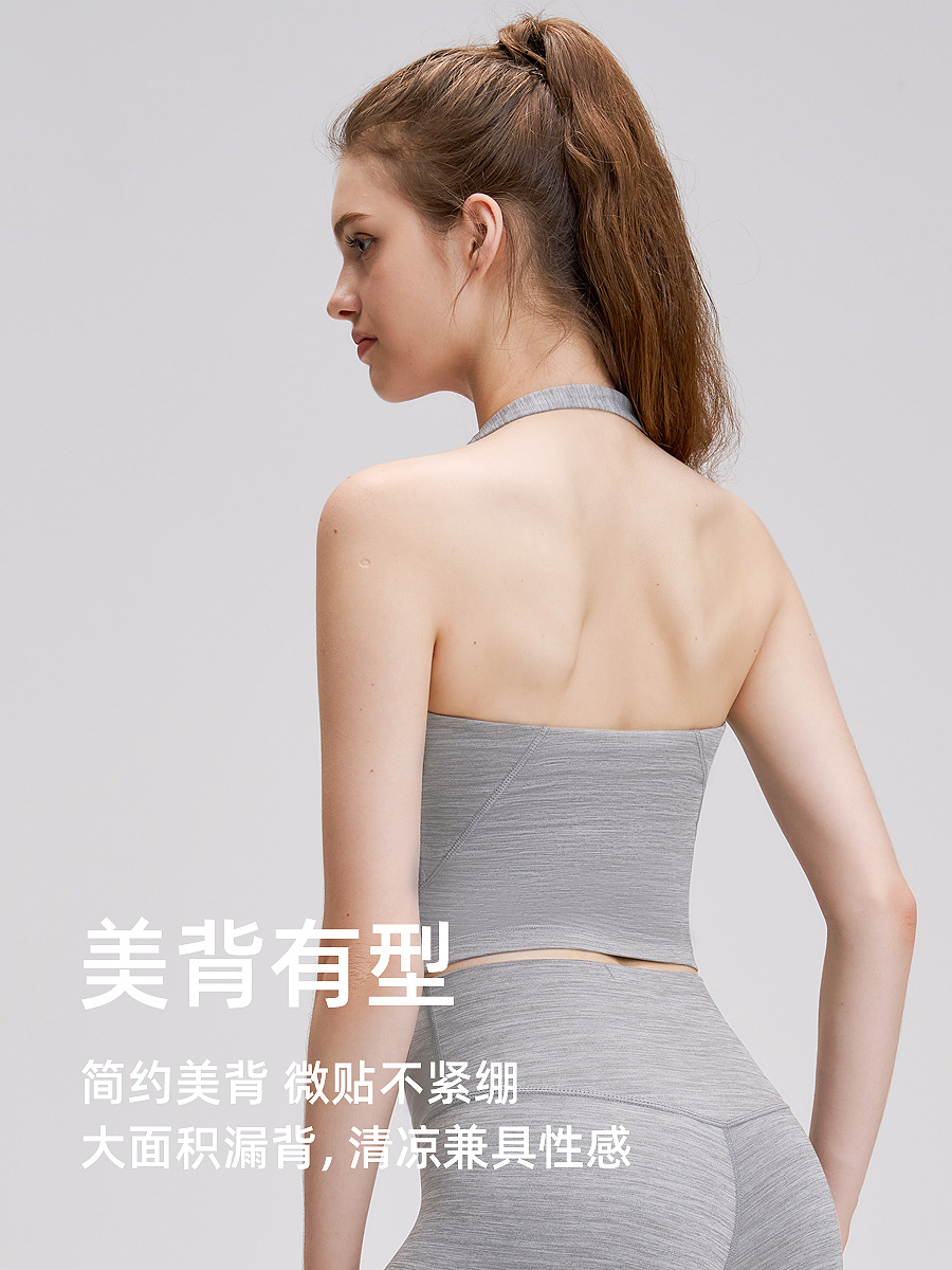 Una pieza de chaleco de cuello colgante mujer retro lu yoga ropa de ejercicios con cojín de pecho desnudo sensación de ropa interior deportiva transpirable