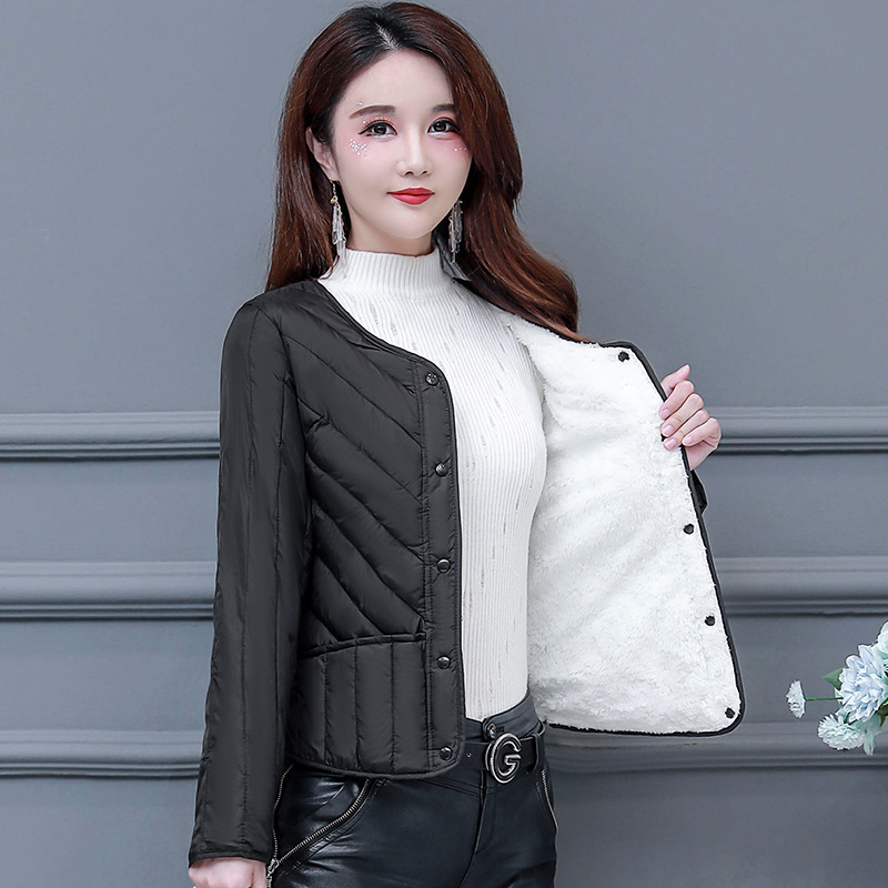 秋冬の羽毛の綿服の女性の内の胆の短い金のカシミヤの厚いお母さんは大きいサイズの中で保温服の中高年のコートを着ます。|undefined