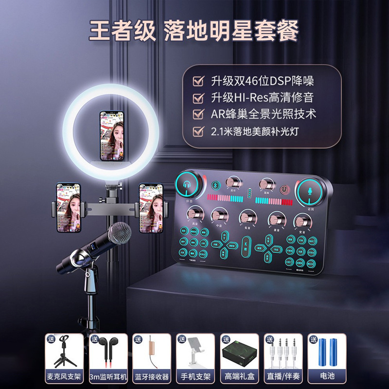 V19 ライブサウンドカードゲーム録音と歌専用機器デスクトップコンピュータ携帯電話マイクライブブロードキャストカスタマイズの完全なセット|undefined
