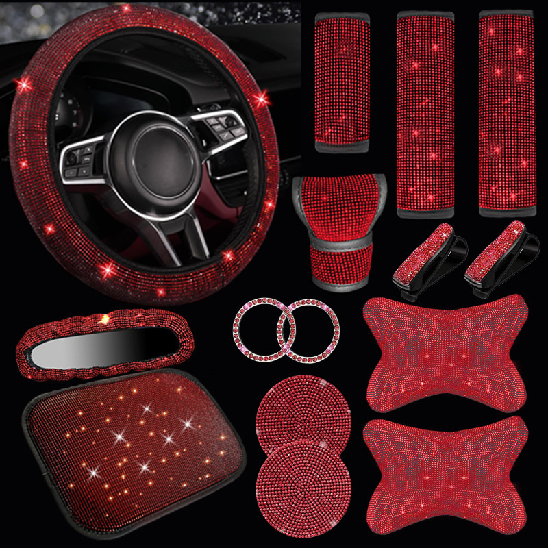 汽车方向盘套 安全带套 眼睛夹 头枕 后视镜套 扶手箱垫 满钻杯垫