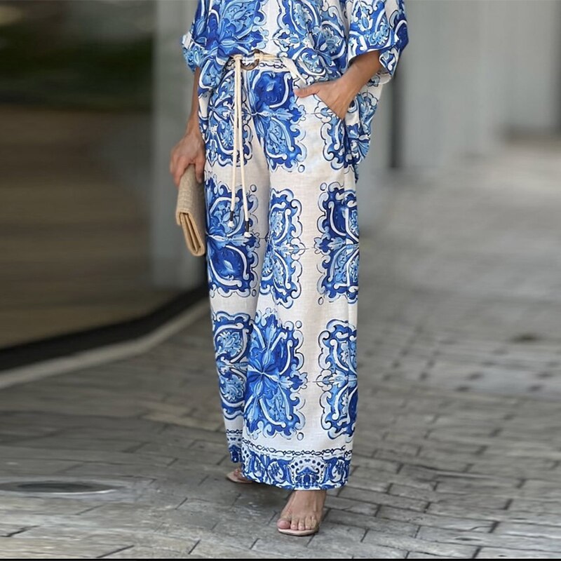 Fiesta A Diario Mujeres Casual Ropa De Calle Impresión Poliéster Conjunto Coordinado De Pantalón Conjuntos De Pantalones display picture 11