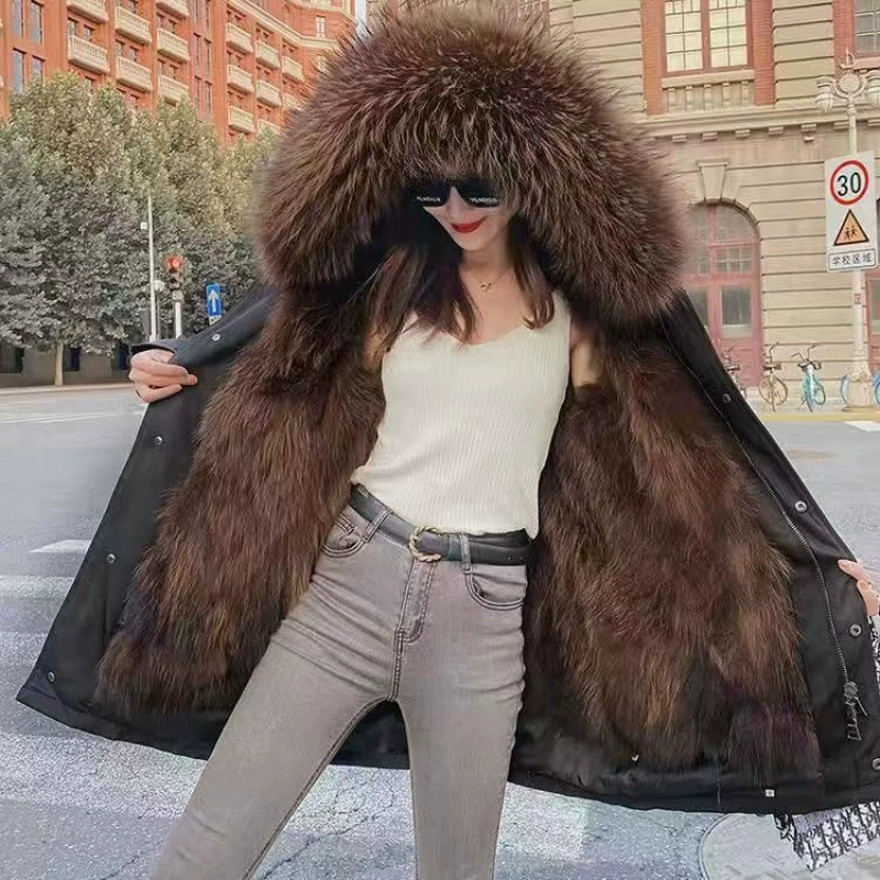Winter long removable liner, trench coat, mid-length, plus size, increased thickness