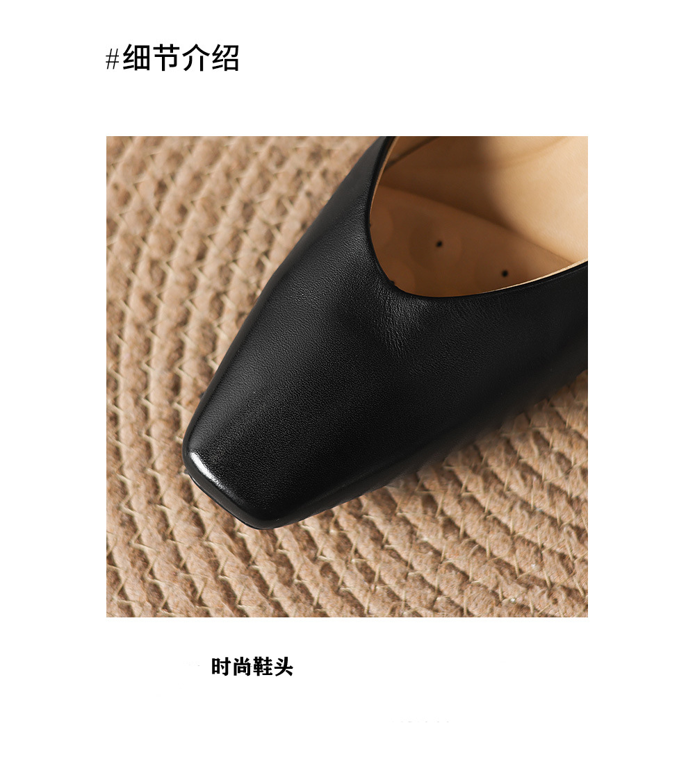 Giày cao gót nữ mũi tròn bít da bò gót 3.5 cm phong cách Hàn Quốc — đen chi tiết 13