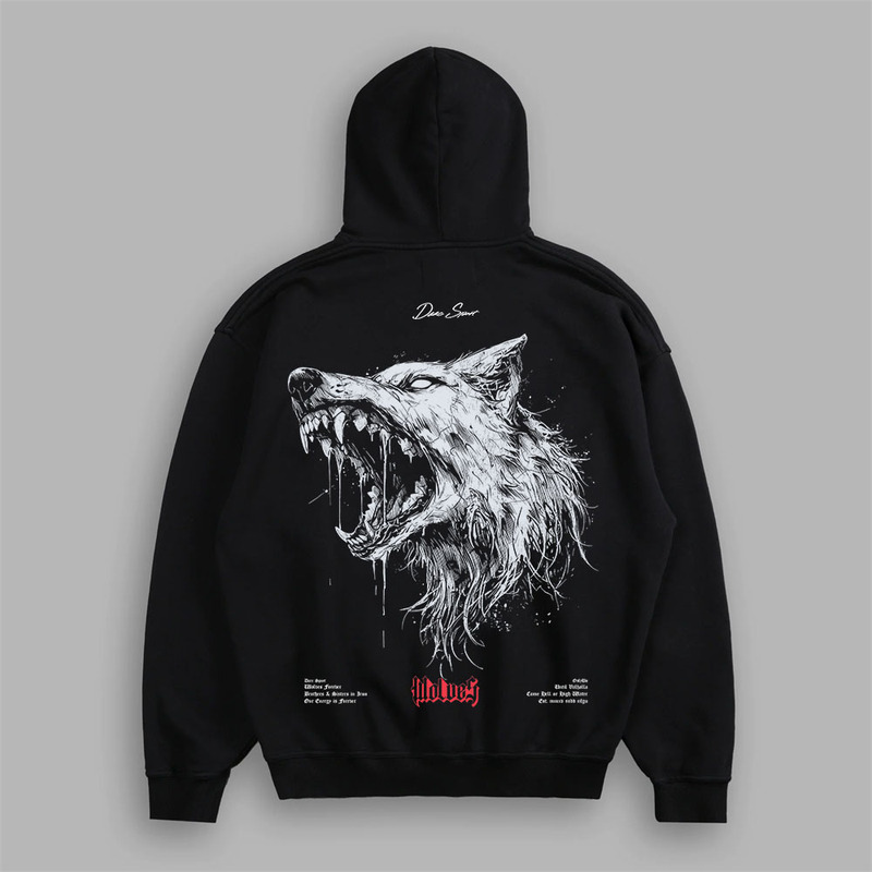 Darc Sport2025 Wolf Head New Velvet Winter European and American Couple Loose Fitness Pullover Printed Sweatshirt