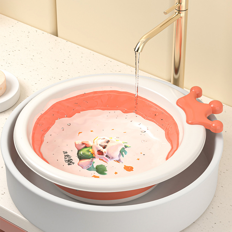 Lavabo plegable para niños, lavabo portátil para recién nacidos, lavabo de plástico grueso para bebés, lavabo pequeño para bebés domésticos