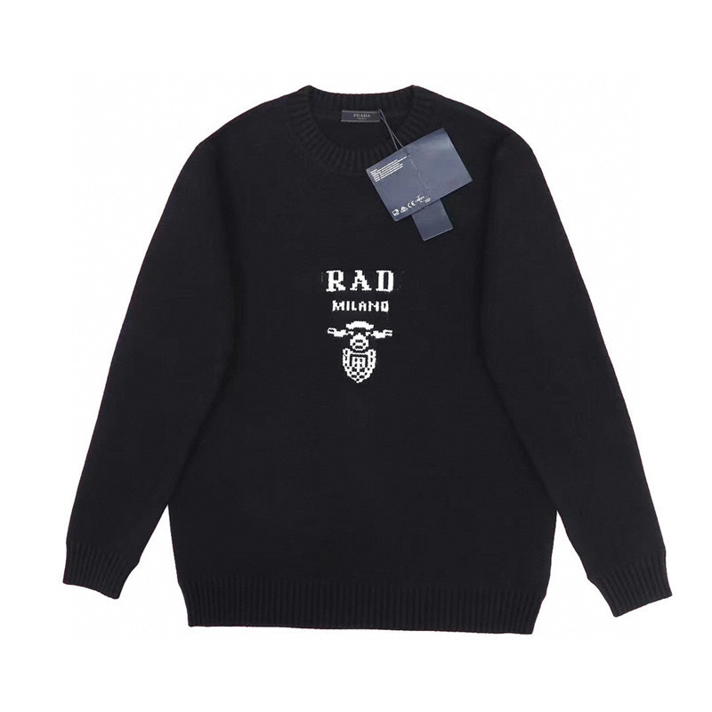P Family Autumn and Winter Round Neck Long Sleeve Sweater Alphabet Jacquard Pujia logo Knitted Sweater Men's Casual Top Wool Sweater