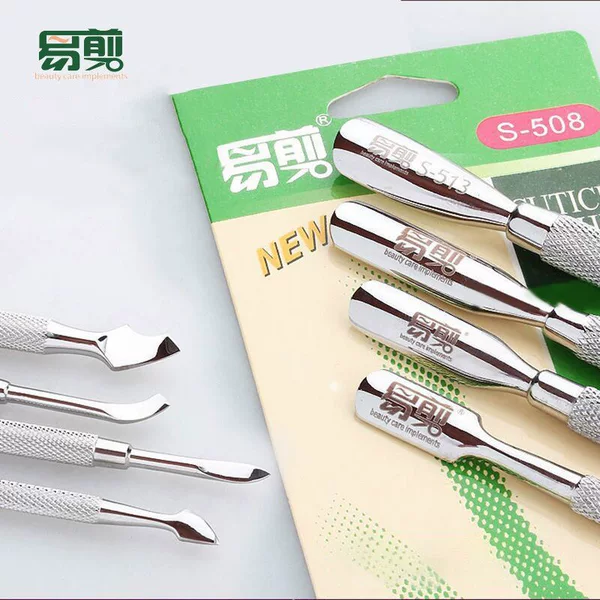 Easy-To-Use Double-Ended Steel Cuticle Pusher, Dual-Purpose Curved Cuticle Pusher for Removing Nail Polish and Cuticles, Manicure Tool