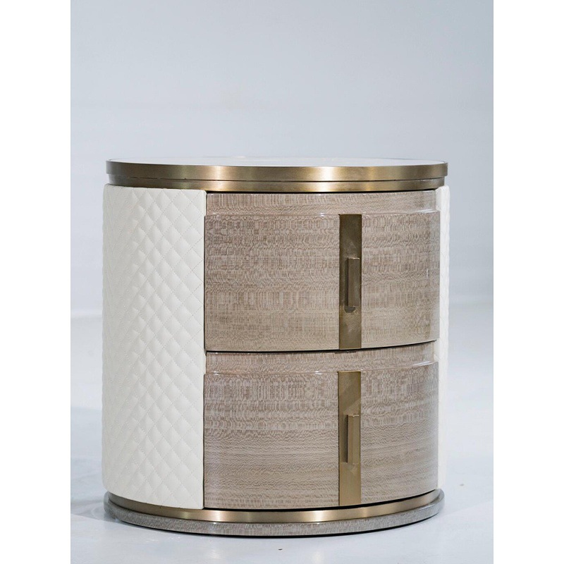 Italian Light Luxury Bentley Bedside Table Large Designer Bedside Cabinet Storage Cabinet Painted Solid Wood Round