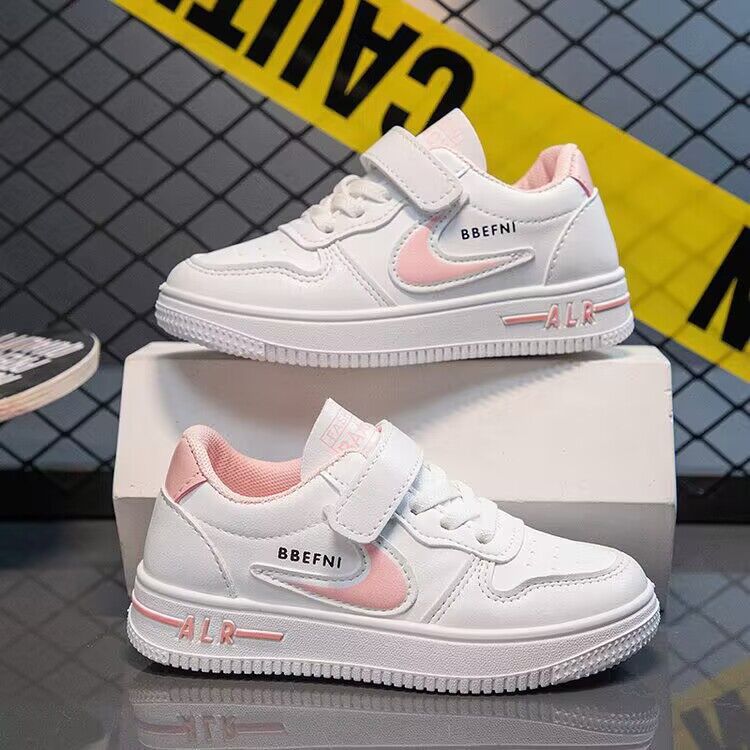 Pelle piccola bianca 2023 primavera nuove ragazze dei ragazzi Star Velcro edizione coreana scarpe da tavolo per bambini medie e grandi_voghion.com