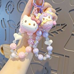 新作ビーズおやつサンリオぬいぐるみ携帯ストラップ可愛い女の子リュックサックストラップ自動車キーストラップ