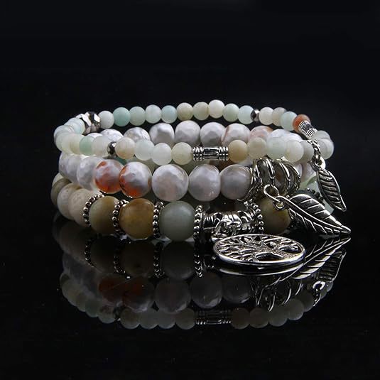 Bracelet arbre de vie plume avec pierres turquoise bohème_voghion.com