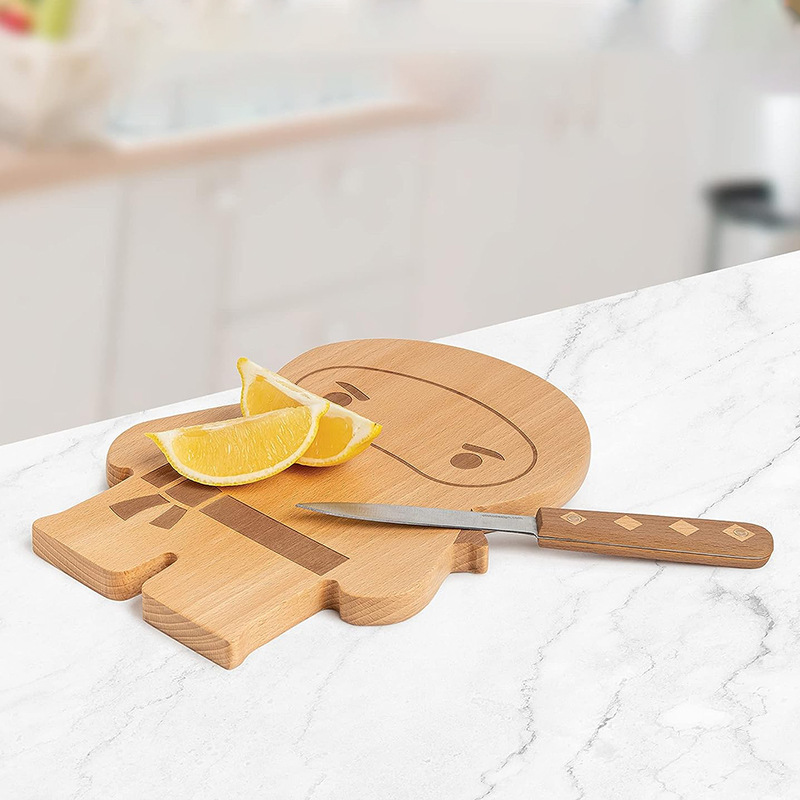 Tabla de cortar de bambú de dibujos animados ninja con cuchillo de corte de bambú en forma creativa tabla de corte de bambú hogar fruta y verduras