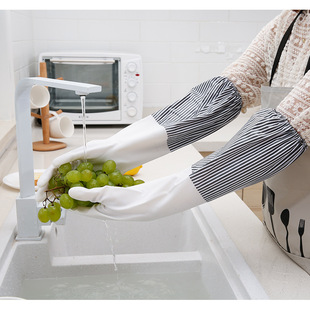 (Upgraded and thickened) black and white durable wear-resistant household gloves short lengthened cleaning laundry dishwashing unisex