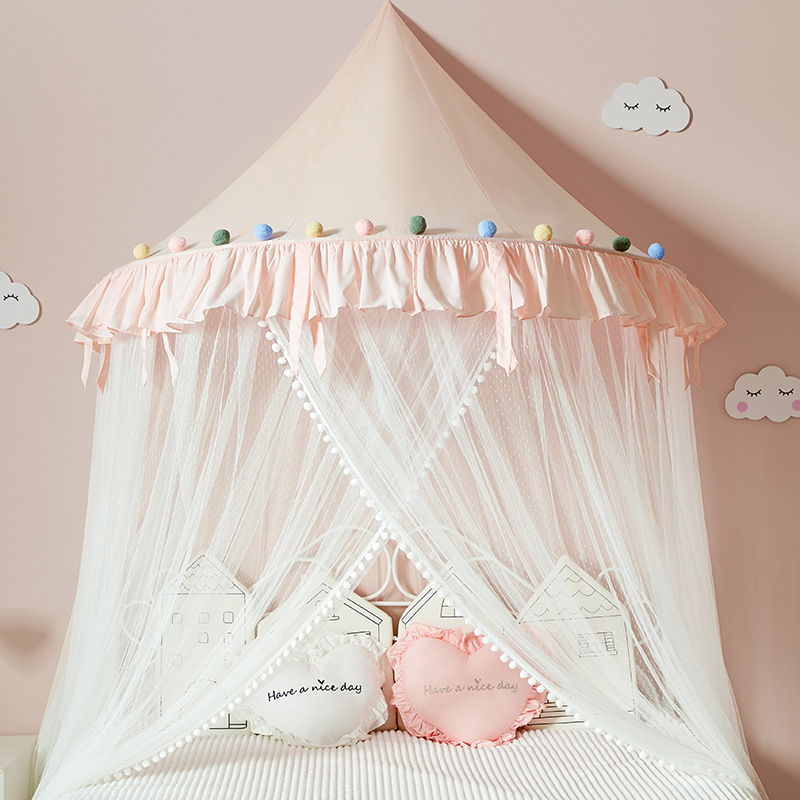 Ins Mosquito Net Princess Style Ceiling Dome Mosquito Net Free Installation Bed Curtain 1.5/ 1.8m Girls Home Kidsren's Mosquito Net
