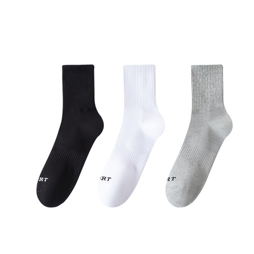 Plus size socks men's mid-calf socks summer thin anti-odor white stockings spring and autumn sports stockings drop shipping