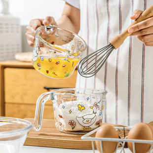 Glass measuring cup with scale breakfast cup measuring baking bowl egg beating large capacity microwave food grade high temperature resistant