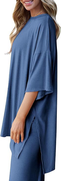 618g Weight Half Sleeve Sleeve Length Spandex, Polyester Fabric Type Pant Co-ord Set Sets Type 2 Pieces Set Quantity Daily Occasion Round Neck Neckline Loose Fit Type Solid Color Pattern Summer, Spring Season Women's Gender Casual Style Daily Women's Casual Solid Color Spandex Polyester Pant Co-ord Set Pants Sets 33