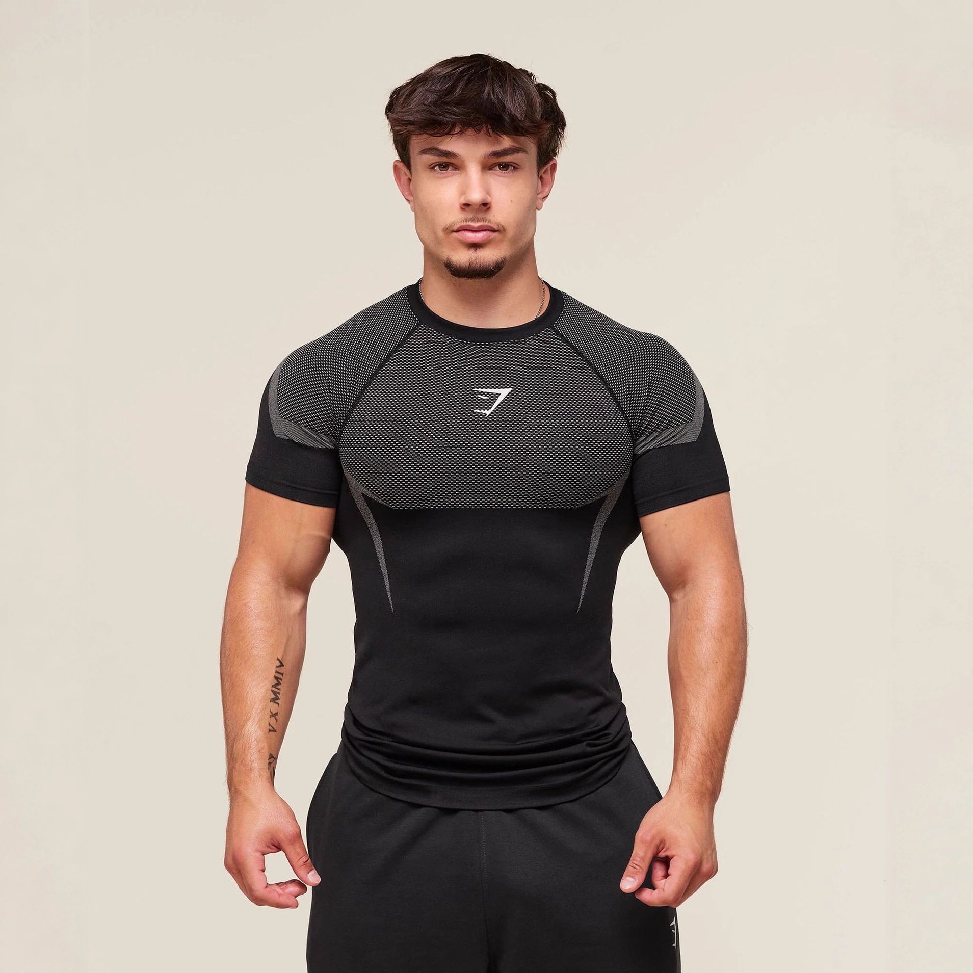 GYMSHARK/ONYX男士T恤运动健身速干透气弹力圆领短袖紧身训练服