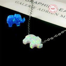 925动物珠宝首饰大象形状可爱吊坠合成蛋白石粉蓝色宝石镀金项链