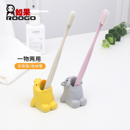 Cute cartoon animal toothbrush holder creative home decoration bathroom toothbrush rack storage small ornaments