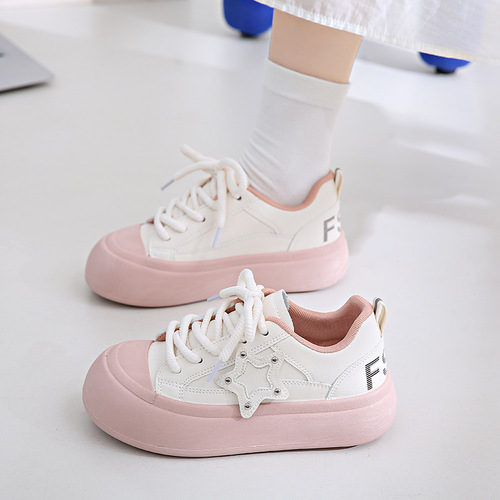 Thick-soled casual bread shoes big-head ugly cute shoes for women  summer new round-head cute white shoes pink women's shoes sneakers