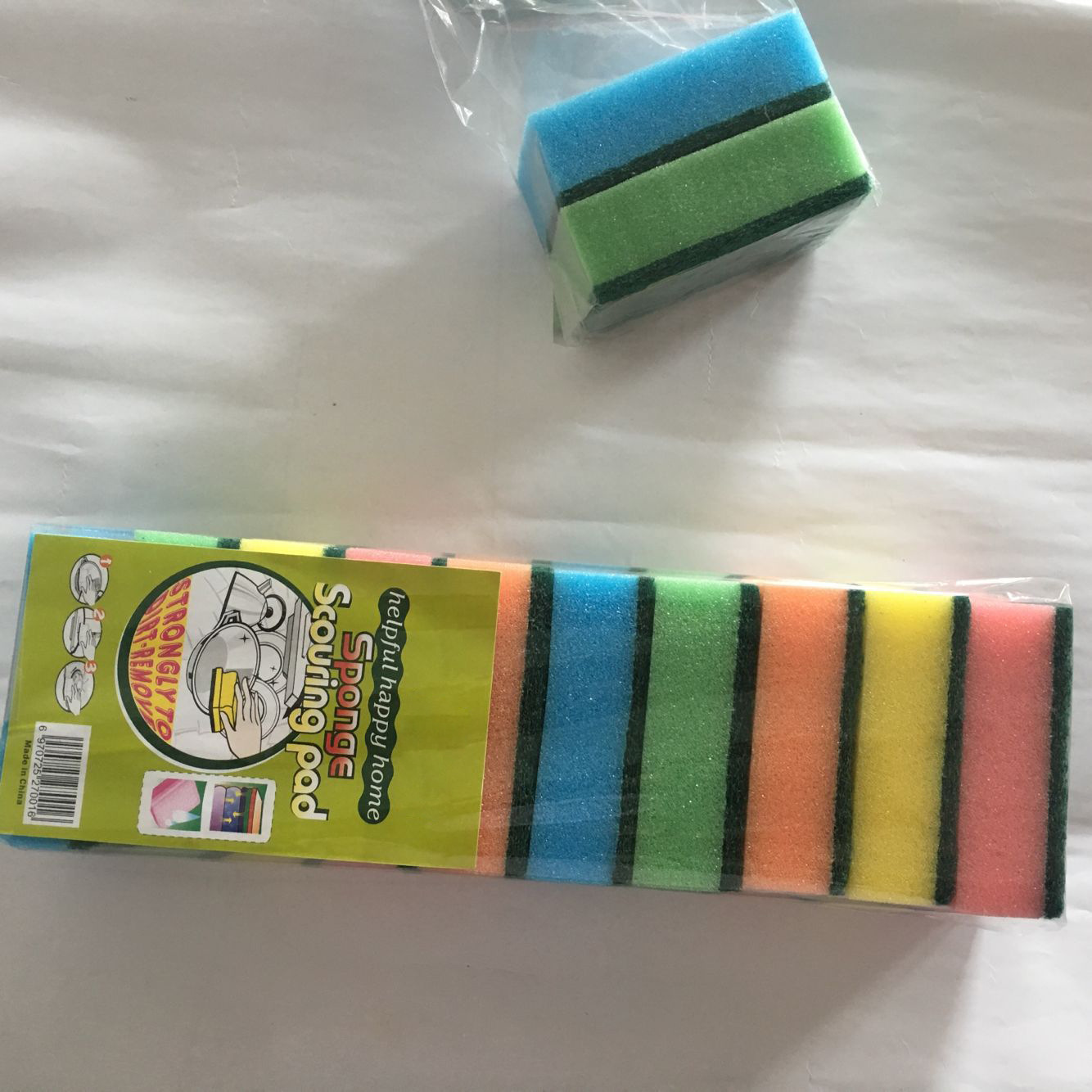 供应海绵百洁布 厂家直供海绵百洁布清洁块 高密含砂百洁布批发