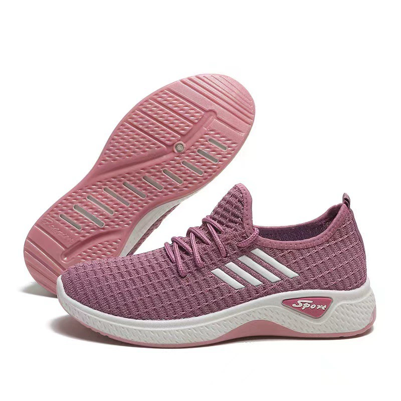 Новая шнуровка летающая ткацкая женская спортивная обувь весной и летом мягкая подошва повседневная обувь для внешней торговли дышащая одиночная обувь низкая верхняя обувь для женщин